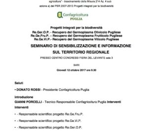 LOCANDINA BIODIVERSITA II CONVEGNO CONFAGRICOLTURA PUGLIA Bari F.d.L 12 ottobre 2017